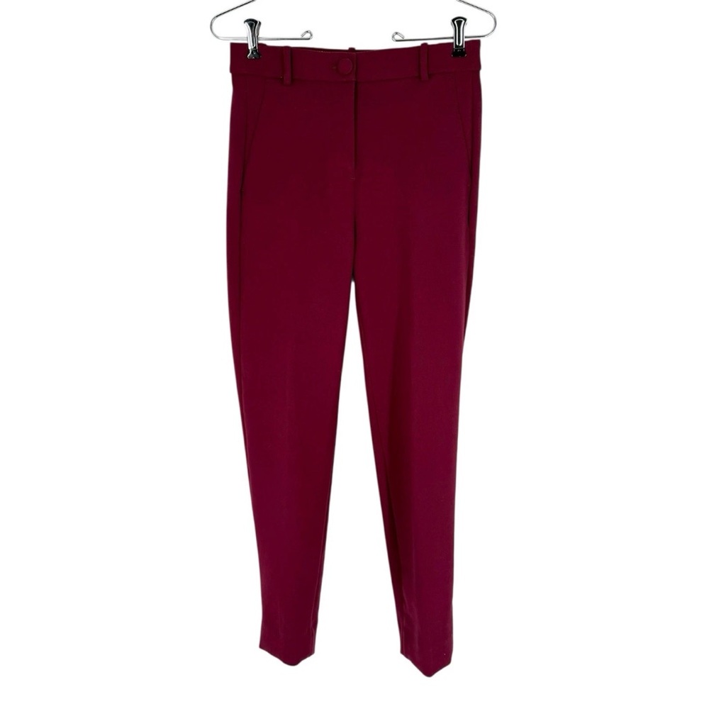 J Crew 365 Cameron Pants Womens Size 0 Burgundy Four-Season Stretch Classic